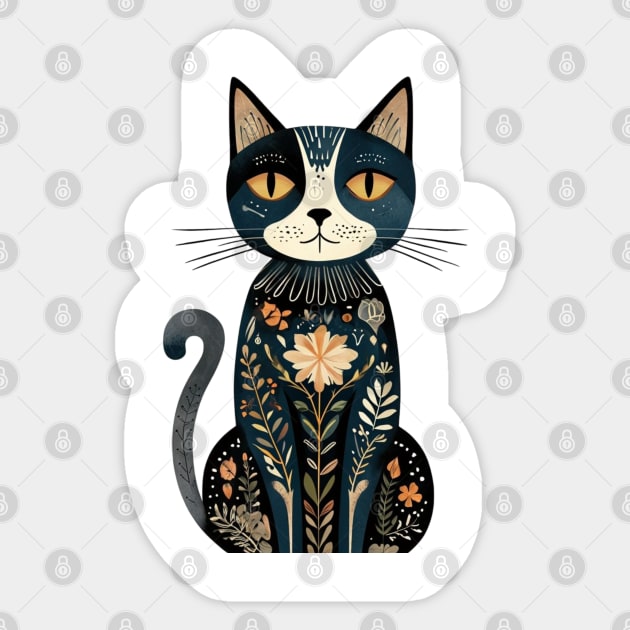 Boho Cat: Free-Spirited Feline Sticker by Steve